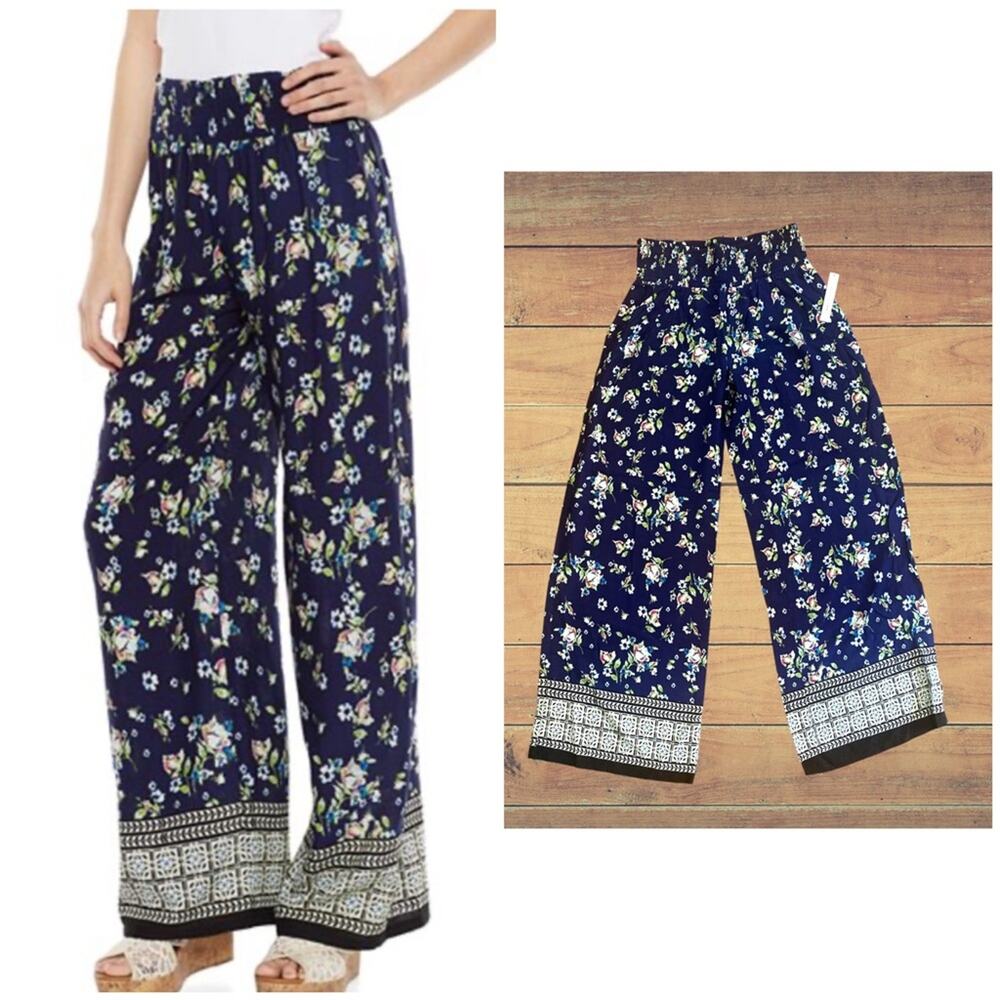 NEW Joe B Border Print Wide-Leg Soft Pants